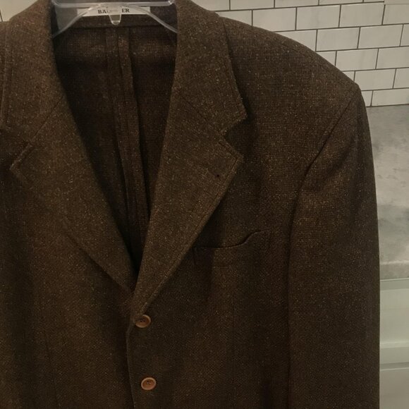 Bäumler Blazer Mens 44L Brown Tweed Wool Cashmere Silk Tallia Di Delfino Italy - Picture 2 of 14